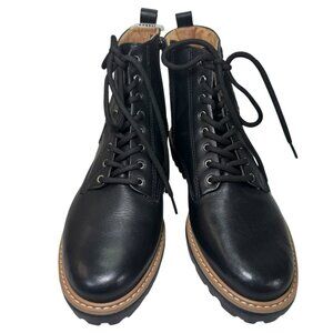 NWT Brioso Black Leather Lace-Up Ankle Boots Women’s 8 Lug Sole Combat Boots